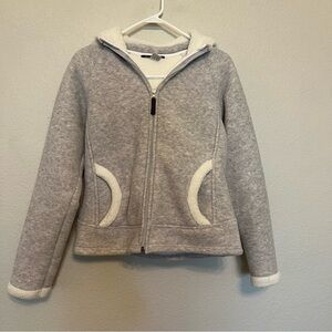 FOR THE REPUBLIC Thick Gray & Ivory Fleece Jacket Hoodie Medium Fits Small